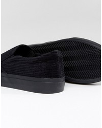 Asos Slip On Sneakers In Black Cord With Black Sole