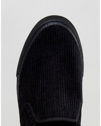 Asos Slip On Sneakers In Black Cord With Black Sole