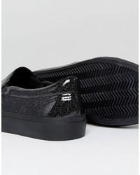 Asos Slip On Sneakers In Black With Glitter