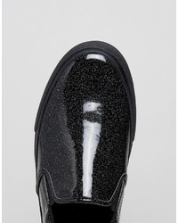 Asos Slip On Sneakers In Black With Glitter