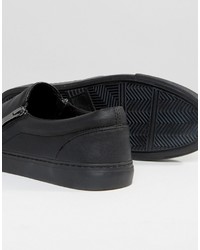 Asos Zip Slip On Sneakers In Black