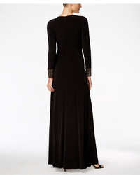 Calvin Klein Embellished Side Slit Gown