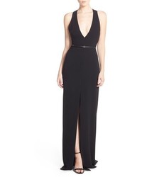 Halston Heritage Belted Crepe Gown