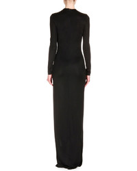 Givenchy Long Sleeve High Slit Jersey Column Dress