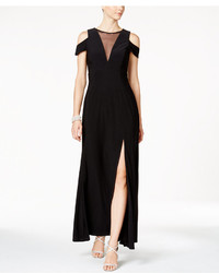 Night Way Nightway Petite Illusion Cold Shoulder Gown
