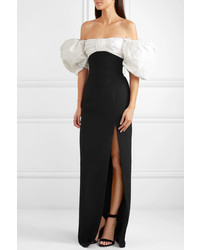 Rasario Off The Shoulder Crepe And Shantung Gown