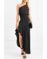 Halston Heritage One Shoulder Two Tone Cloqu Gown
