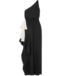 Halston Heritage One Shoulder Two Tone Cloqu Gown