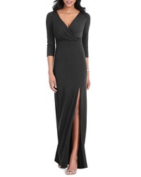 After Six Surplice Stretch Crepe Gown