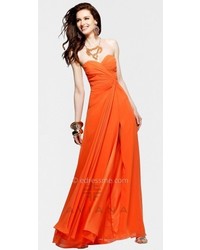 Faviana Sweetheart Ruched Side Slit Evening Gown
