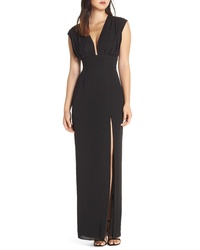 WAYF The Stella Plunging V Neck Gown