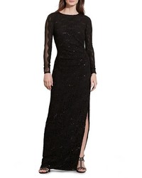 Black Slit Lace Dress