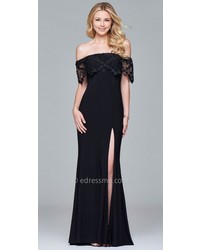 Faviana Off The Shoulder Form Fitting Dress