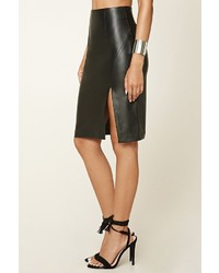 Forever 21 Faux Leather Slit Pencil Skirt