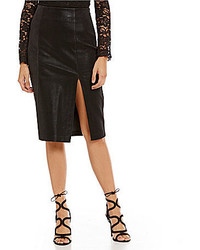 J.o.a. Faux Leather With Front Slit Pencil Skirt