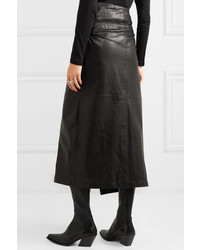 Ann Demeulemeester Leather Wrap Midi Skirt