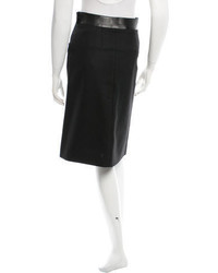 Atto Leather Panel Wool Skirt W Tags