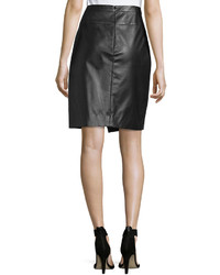 J. Mendel Faux Wrap Leather Pencil Skirt Noir