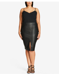 City Chic Trendy Plus Size Faux Leather Pencil Skirt