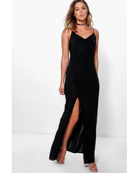 Boohoo Aria Slinky Strappy Ruched Maxi Dress