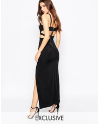 Naanaa Plunge Cut Out Maxi Dress With Thigh Split