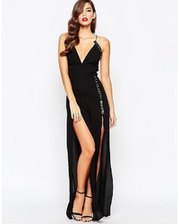 Jarlo Strappy Maxi Dress With Eyelet Detail And Thigh Splits