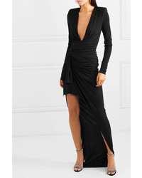 Alexandre Vauthier Tie Front Ruched Stretch Crepe Gown