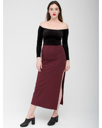 American Apparel Cotton Spandex Slit Maxi Skirt