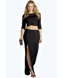 Boohoo Plus Amelia Ruched Top Jersey Maxi Skirt