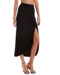 Charlotte Russe Ruched Tulip Slit Maxi Skirt