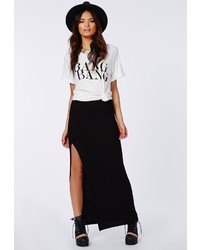 Missguided Jenna Split Maxi Skirt In Black