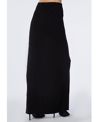 Missguided Natallia Zip Side Split Maxi Skirt Black