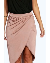 Boohoo Harper Wrap Front Asymetric Midi Skirt