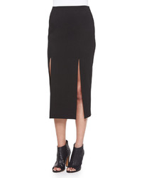 Nicholas Midi Pencil Skirt Wdouble Slit Black
