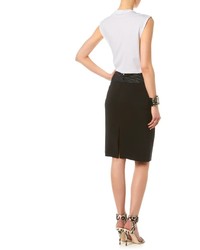 L'Agence Black Front Slit Pencil Skirt