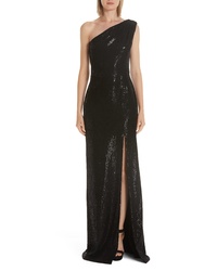 Haney Zane Sequin One Shoulder Evening Dress