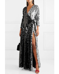 We Are Leone Two Tone Sequined Tulle Wrap Dress