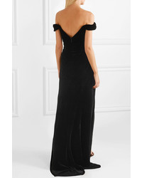 Marchesa Off The Shoulder Appliqud Velvet Gown