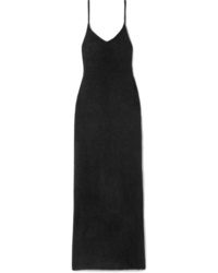Black Slit Wool Maxi Dress