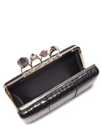 Alexander McQueen Snakeskin Jeweled Ring Box Clutch