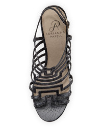 Adrianna Papell Emanuelle Snakeskin High Heel Sandal Black