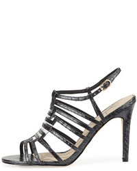 Adrianna Papell Emanuelle Snakeskin High Heel Sandal Black