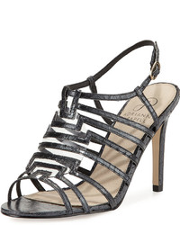 Adrianna Papell Emanuelle Snakeskin High Heel Sandal Black