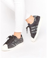 adidas Originals Black Superstar Sneakers With Faux Snake Detail