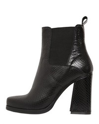 100mm Snake Embossed Leather Ankle Boots
