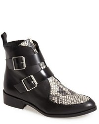 Topshop Air Snake Embossed Inset Leather Bootie
