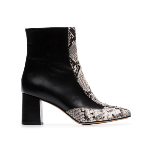 snakeskin print ankle boots