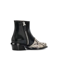 Proenza Schouler Black Snake Toe Cap 30 Leather Ankle Boots