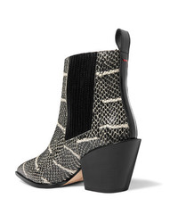 Aeyde Kate Snake Effect Leather Ankle Boots