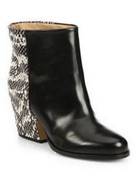 Maison Margiela Snake Embossed Leather Paneled Ankle Boots